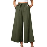 Zelene atletske hlače Žene Udobne obrezive za slobodno vrijeme hlače od solu sa sobnim bojama joga hlače