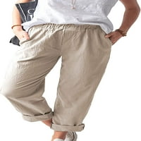 Plesneemangoos casual pantalone za žene elastične visoke struke ravne noge pantalone s džepovima