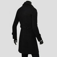 Muška ležerna dvostruka rever s dugim rukavima, dugačka jakna zima tanak stilski kaputi sa kaputima