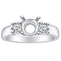 0. Carat okrugli oblik bijeli prirodni dijamantski zaručni prsten u 14K čvrstog bijelog zlatnog zvona