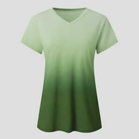 Ženska odjeća Ženska odjeća Ženska modna casual gradijent V-izrez kratki rukav labav majica 3xl zelena