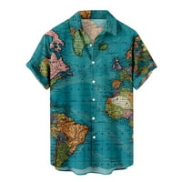 Muški kratki rukav Havajska masijana mapa Ispiši dugme za tisak UP TEE majica Casual Bowling majica
