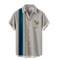 Košulje za muškarce Ležerne tipke s kratkim rukavima dolje Boja Block Regular Fit Top Trendy Hawaiian