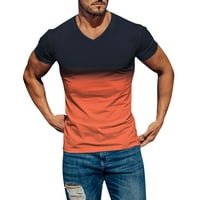 Muškarci T košulje Casual Sports Udobna mekana gradijentna puna boja Tanak kratki rukav V izrez majica