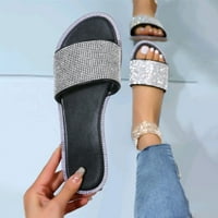 Sawvnm Fashion Rhinestone Flat ženske cipele Slotted Sandals Ljetne casual papuče Troškovi uštede Crno
