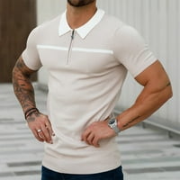 Muška košulja Muška golf majica Casual Sports V izrez rebrasti ovratnik kratki rukav modni casual solid