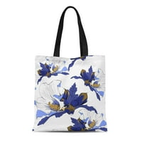 Platno Tote torba Sažetak Grafički plavi hibiskus cvijeće Tropičko ljeto Proljeće Vedro za višekratnu