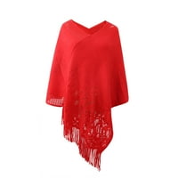 Dadaria Shawl Wrap Women Fashion Jesen zima izdubljena prugasta oštar ogrtač na vrhu crvene veličine,
