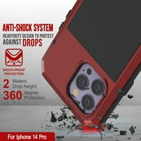 iPhone Pro Metal futrola, oklopni oklop za teške uvjete [Shock Proof] Potpuno tijelo tvrdo [crveno]
