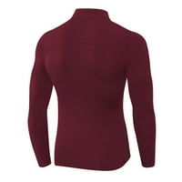 Muški tanak fit rađen dugim rukavima lagani pulover crvene veličine L