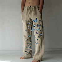 Muški ležerne pantalone za ispis Širokoga noge pune trajalice pune dužine