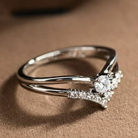 Kreativni V u obliku pjenušava prstena za rinestone, prsten za zircon prsten nakit poklon