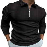 Niveer Men casual bluza sa zatvaračem MENS Classic Fit Top Striped Sportski dugme Atletski tee crni