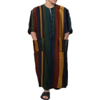 Glonme muslimanski dugi rukav Regularna Fit Maxi majica Casual Dailywer Top Striped Holiday Brigs bluza