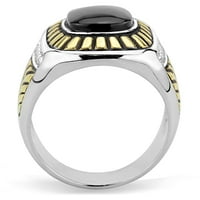 TK - dvotonski prsten od nehrđajućeg čelika od nehrđajućeg čelika sa sintetičkim putem u jet veličini