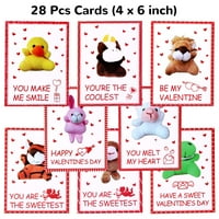 -Emore Valentines Day Darove kartice za djecu sa životinjskim plišanim igračkim lancem valentine Mini