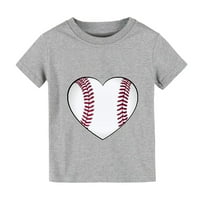 B91XZ Toddler Grafički majica Ljeto Čvrsta boja bejzbol srca Crtani print dječaci i djevojke vrši majice
