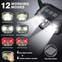 Light lampica za punjenje glave, lumen Super Bright Sensor LED prednja svjetla, vodootporna glava svjetiljke