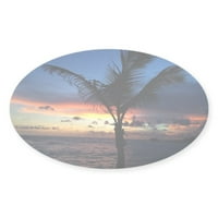 Cafepress - plaža Sunset Palm Tree - naljepnica
