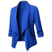 Cardigan za žene Žene Čvrsti otvoreni prednji kardigan dugih rukava Blazer Casual jakna kaput plavi