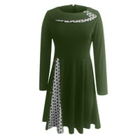 Loopsun Ljetne štedne haljine za žene za žene, ženska jesenska modna retro dugih rukava okrugli vrat