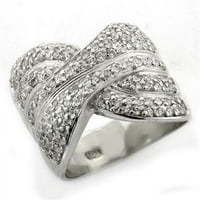 Alamode Loas1154- visokoličan srebrni prsten Sterling sa AAA razredom CZ, Clear - veličina 9
