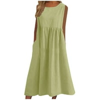Ženske oblače sa čvrstim okruglim izrezom A-line Dužina gležnja Ležerne prilike bez rukava MINT Green