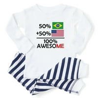 Cafepress - polu brazilski pola Amerikana - toddler dugih rukava pidžama set