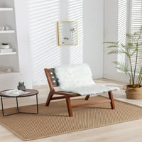 Stolica za akcent u ratanu, salon od punog drveta za čitanje sa bijelim vunenim tepihom, moderna stolica