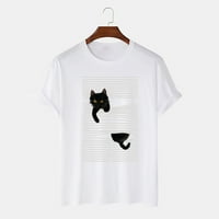 UUBLIK Valentines Odjeća Ženska povremena lijepa mačka ispis labavih udobnih majica za majicu