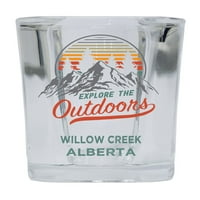 Willow Creek Alberta Istražite otvoreni suvenir Square Square Base alkohol Staklo 4-pakovanje