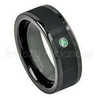 Crevni rez crni volfram karbid vjenčani prsten - 0,07ct smaragd tungsten muški vjenčani trabnjak - po
