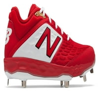 Nova ravnoteža s niskim metalnim baseball Cleat muns cipele crvena s bijelim cipelama