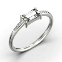Divan minimalistički rub smaragdnim rezom dijamantskih moissanite zaručnički prsten, vjenčani prsten