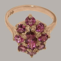Britanska napravljena od 10k Rose Gold Prirodni ružičasti turistički turmalinski ženski prsten - veličine