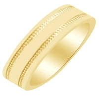 Muški ravni prsten za vjenčanje u 14K čvrsti žuto zlatni prsten veličine-8,5