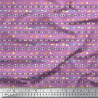 Soimoi Purple Heavy Satin Tkanina Stripe, kamen i lišće Afrički print Šivaći tkaninu dvorište široko