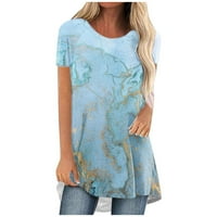 Plus veličina zazor ženske tiskane majice kratkih rukava bluza vrhovi svijetlo plava 12