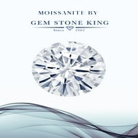 Gem Stone King 18K žuti zlatni pozlaćeni srebrni okrugli safir Moissitni godišnjički prsten za žene