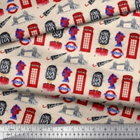 Soimoi bijela pamučna kambrička tkanina londonska tema arhitektonska tkanina od dvorišta široka