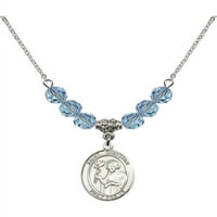Rodium pozlaćena ogrlica s plavim matarnim mjesecom kamene perle i šarm svetog Dunstana