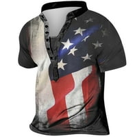 CLlios muške košulje od 4. jula Patriotska američka zastava tine Ters Tyendy dugme gore Henley Top Fitness