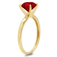 3CT okrugli rez crveni prirodni poklopac 18K žuti zlatni godišnjički angažman prsten veličine 5.5