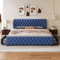 Moderan okvir kreveta za posteljinu, klasični okvir kreveta sa skladišnim ladicama, tapeciranom platformom,