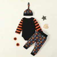 Canrulo Halloween Baby Girls Boys Set odjeća za odjeću Pumpkin Pismo Ispis dugih rukava ROMper hlače