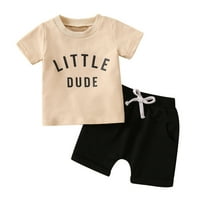 Penkaiy Toddler Kids Boys Fashion Slatki kratki rukav Crtani slovo Ispiši casual džepne kratke hlače