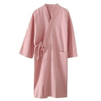 XYSAQA ženski pamučni ogrtač s rukavima kimono noćno uzgajanje Soft Mid Cathrobe salon za spavanje salon