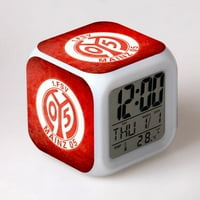 Wekity Njemačka Klasa A Tim Logo Budilica 7-boja LED kvadratni sat Digitalni budilnik s vremenom, temperaturom,