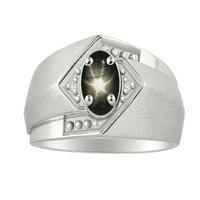 * Rylos Fun & Fassible Black Star-Sapphire & Diamond Ring *; Sterling Silver .925