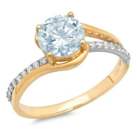 1.72ct okrugli rez prirodni švicarski plavi topaz 18k bijelo žuti zlatni godišnjički zaručnički prsten